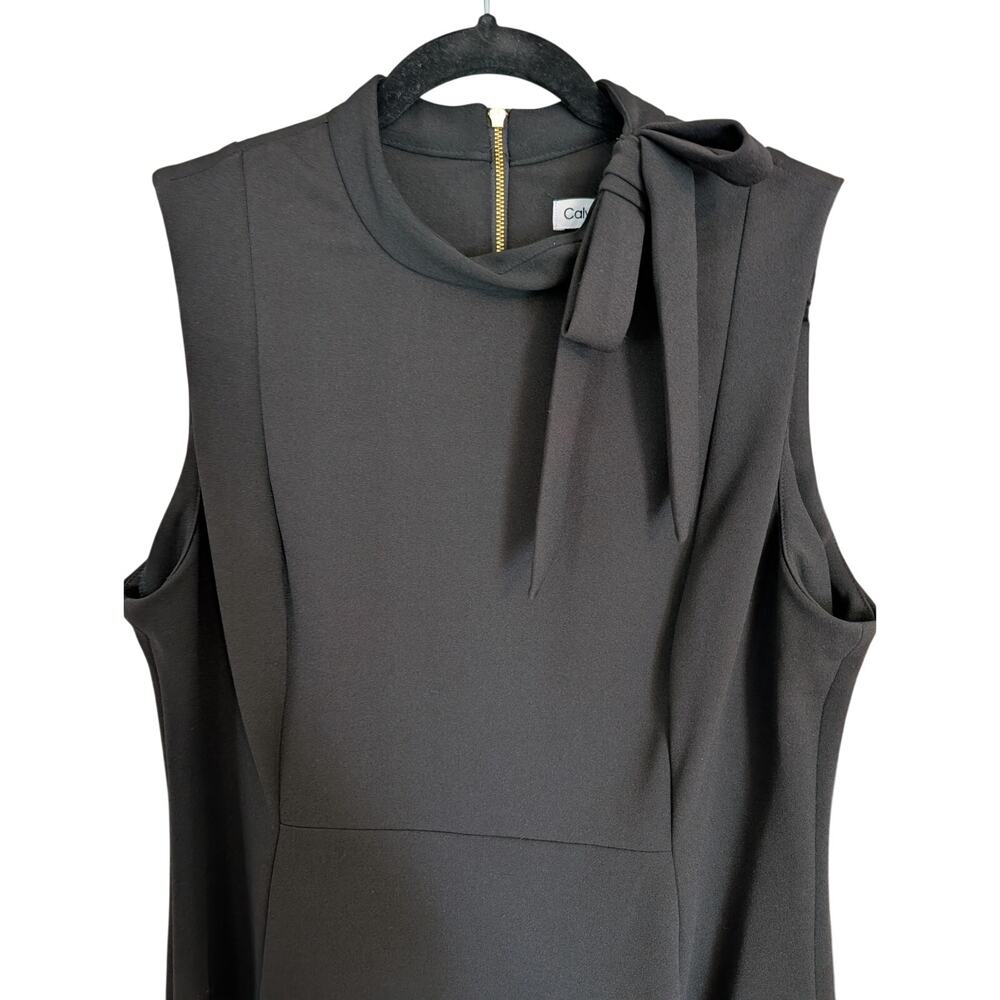 Calvin Klein Women’s Sheath Dress Black Sleeveless Mock Neck Bow Back Zip 14 - Picture 3 of 8